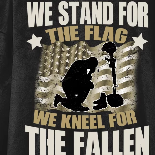 Americans We Stand For The Flag Kneel For The Fallen Hooded Wearable Blanket