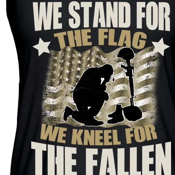 Americans We Stand For The Flag Kneel For The Fallen Ladies Essential Flowy Tank