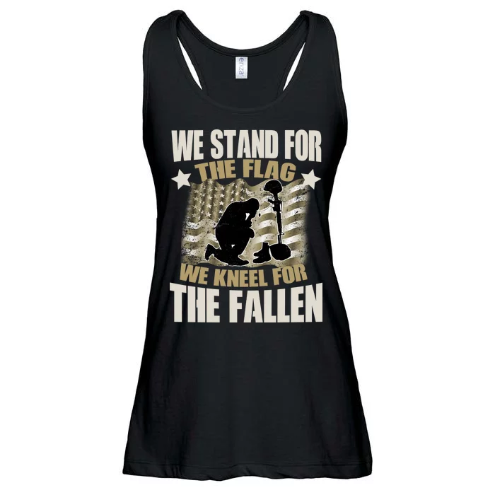 Americans We Stand For The Flag Kneel For The Fallen Ladies Essential Flowy Tank