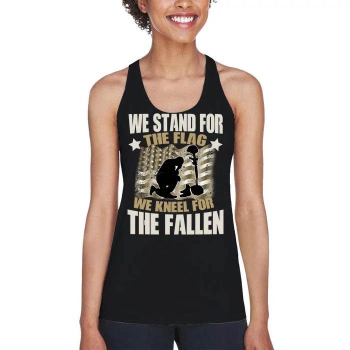 Americans We Stand For The Flag Kneel For The Fallen Women's Racerback Tank