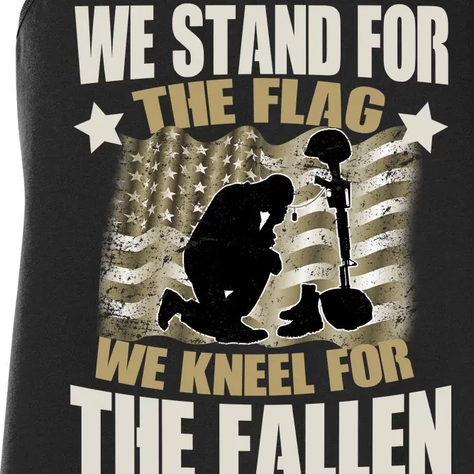 Americans We Stand For The Flag Kneel For The Fallen Women's Racerback Tank