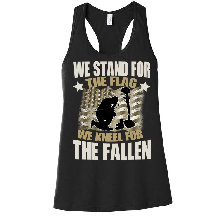 Americans We Stand For The Flag Kneel For The Fallen Women's Racerback Tank