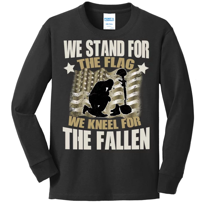 Americans We Stand For The Flag Kneel For The Fallen Kids Long Sleeve Shirt