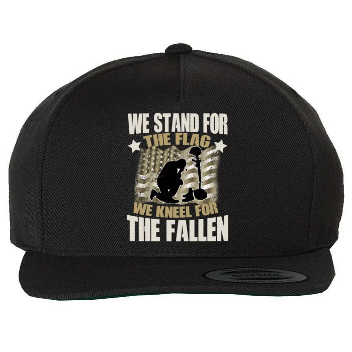 Americans We Stand For The Flag Kneel For The Fallen Wool Snapback Cap