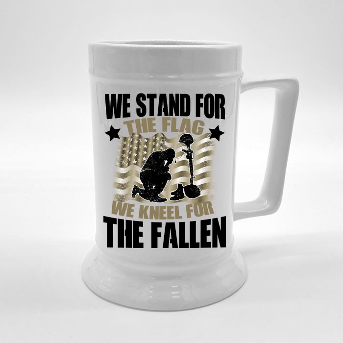 Americans We Stand For The Flag Kneel For The Fallen Front & Back Beer Stein