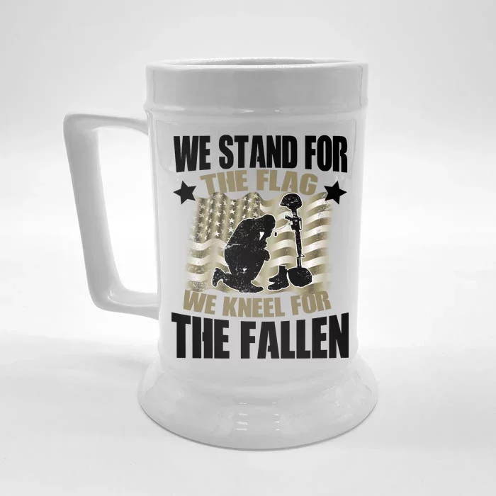 Americans We Stand For The Flag Kneel For The Fallen Front & Back Beer Stein