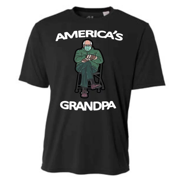 America's Grandpa Bernie Sanders Mitten Meme Cooling Performance Crew T-Shirt