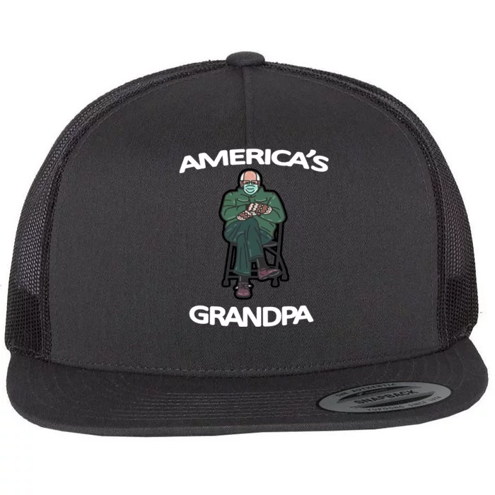 America's Grandpa Bernie Sanders Mitten Meme Flat Bill Trucker Hat