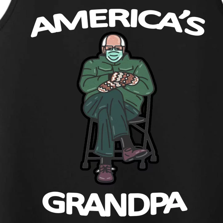 America's Grandpa Bernie Sanders Mitten Meme Performance Tank