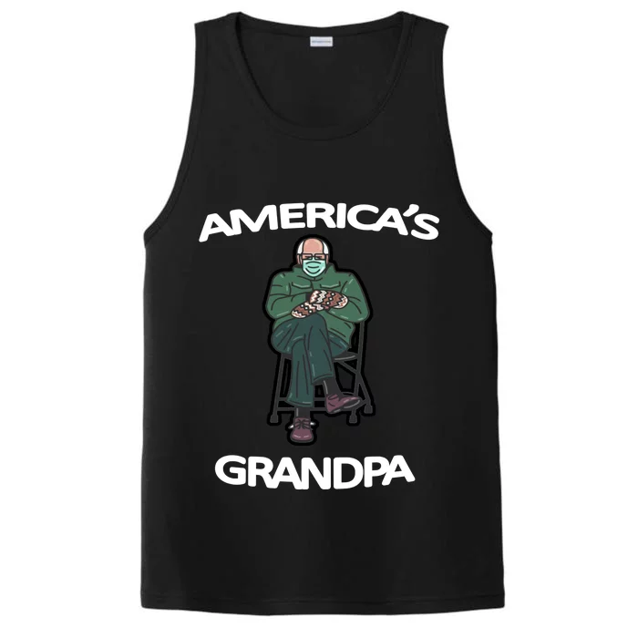 America's Grandpa Bernie Sanders Mitten Meme Performance Tank