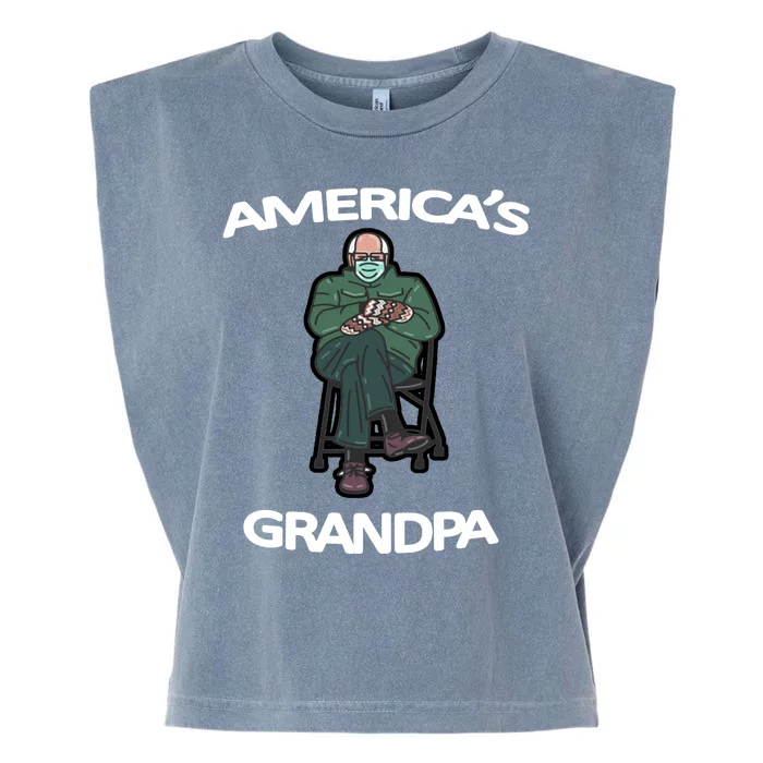 America's Grandpa Bernie Sanders Mitten Meme Garment-Dyed Women's Muscle Tee