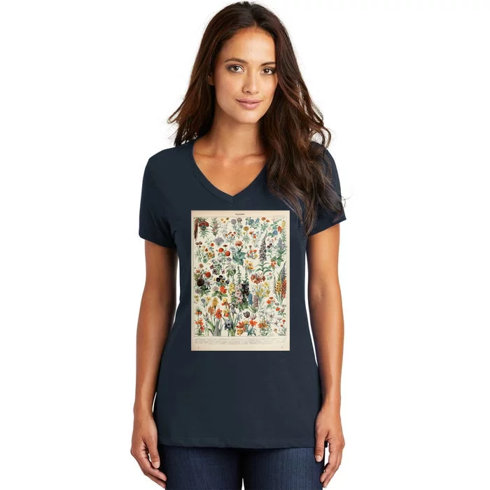 Adolphe Millot Fleurs A Women's V-Neck T-Shirt