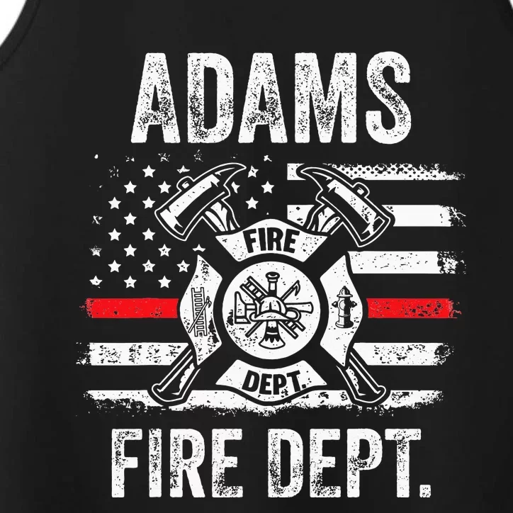 Adams Massachusetts Fire Department Thin Red Line Fireman Performance Tank