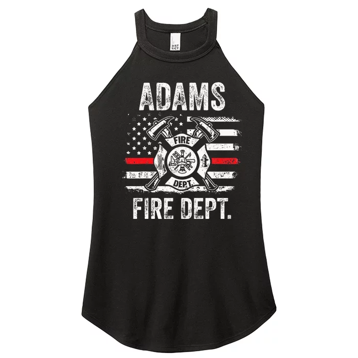 Adams Massachusetts Fire Department Thin Red Line Fireman Women’s Perfect Tri Rocker Tank