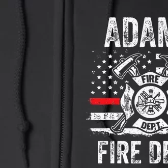 Adams Massachusetts Fire Department Thin Red Line Fireman Full Zip Hoodie