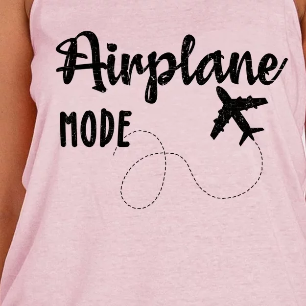 Airplane Mode Funny World Traveler Hiking Camping Holiday Meaningful Gift Women's Knotted Racerback Tank