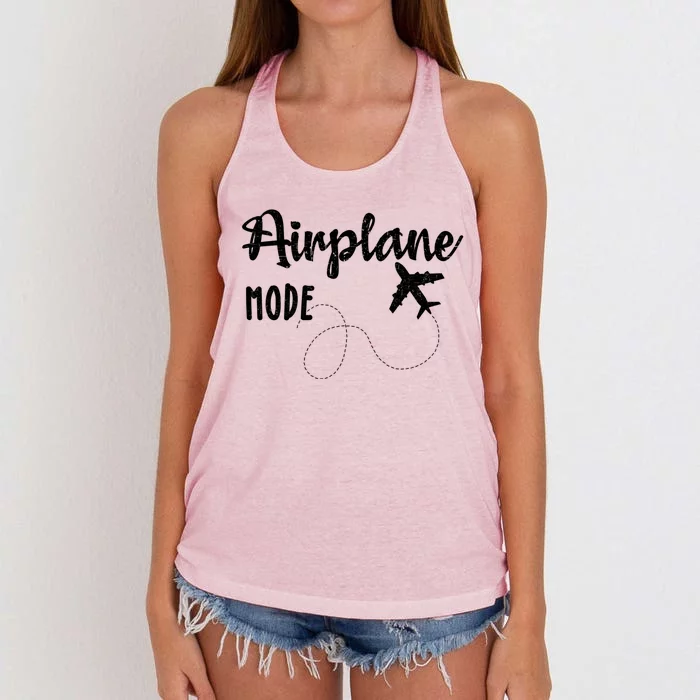 Airplane Mode Funny World Traveler Hiking Camping Holiday Meaningful Gift Women's Knotted Racerback Tank