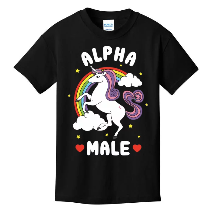 Alpha Male Funny Meme Unicornjoke Prank Fathers Day Kids T-Shirt