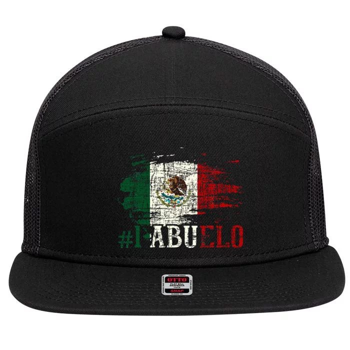 Abuelo Mexican Flag Grandfather Grandad Fathers Day Dad 7 Panel Mesh Trucker Snapback Hat