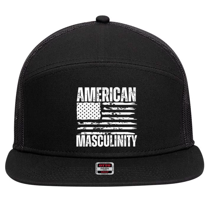 American Masculinity Funny American Flag 7 Panel Mesh Trucker Snapback Hat