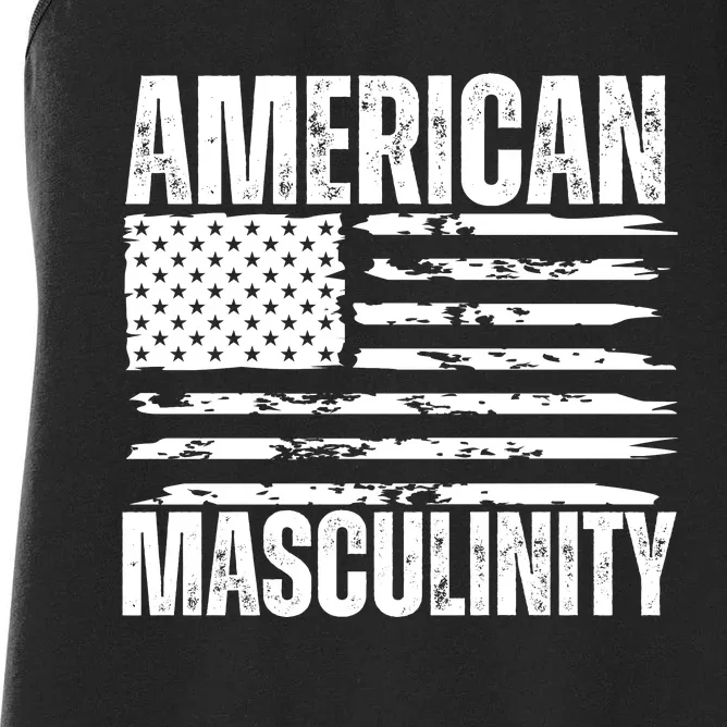 American Masculinity Funny American Flag Women's Racerback Tank