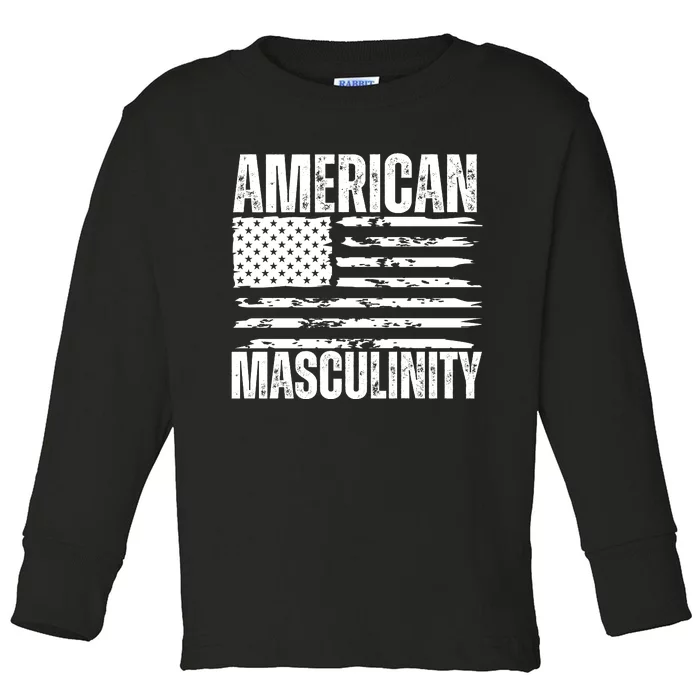 American Masculinity Funny American Flag Toddler Long Sleeve Shirt