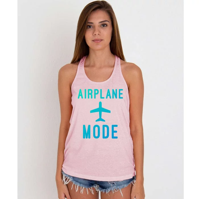 Airplane Mode Funny Vacation Airport Traveling Airplane Mode Gift Women's Knotted Racerback Tank