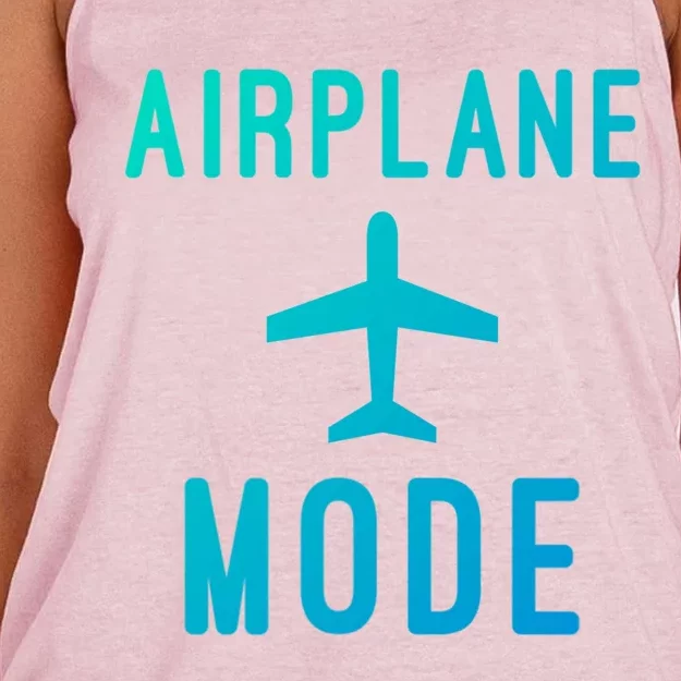 Airplane Mode Funny Vacation Airport Traveling Airplane Mode Gift Women's Knotted Racerback Tank