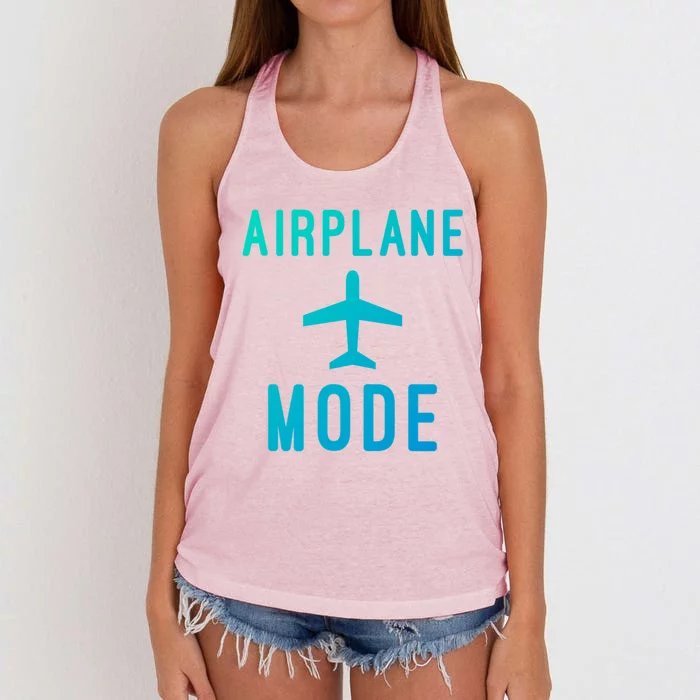 Airplane Mode Funny Vacation Airport Traveling Airplane Mode Gift Women's Knotted Racerback Tank