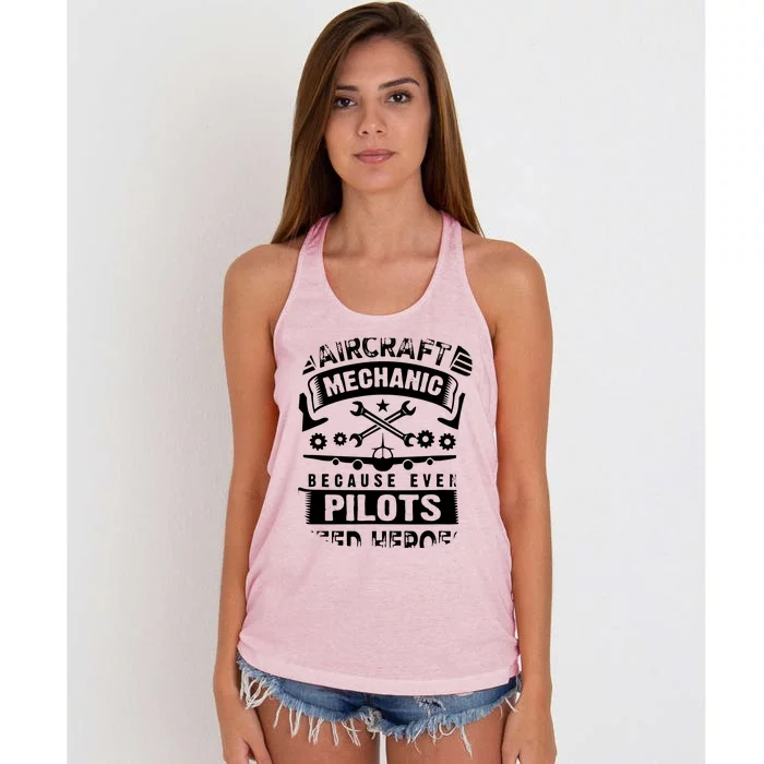 Airplane Mechanic Funny Aviation Technician Women's Knotted Racerback Tank