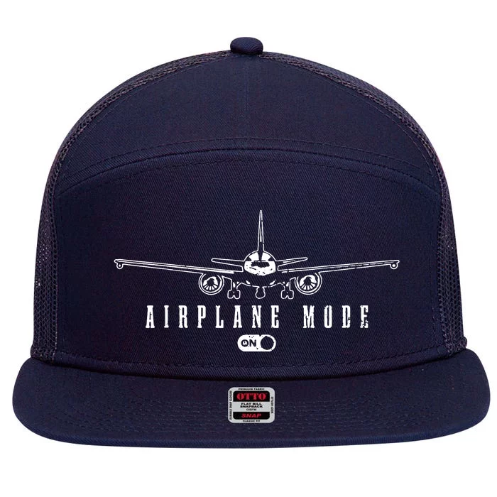 Airplane Mode Funny Pilot Aviation 7 Panel Mesh Trucker Snapback Hat