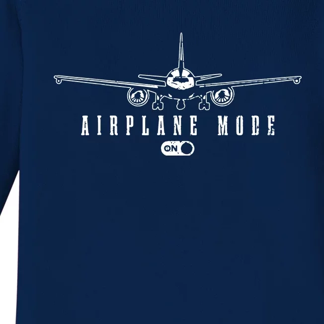 Airplane Mode Funny Pilot Aviation Baby Long Sleeve Bodysuit