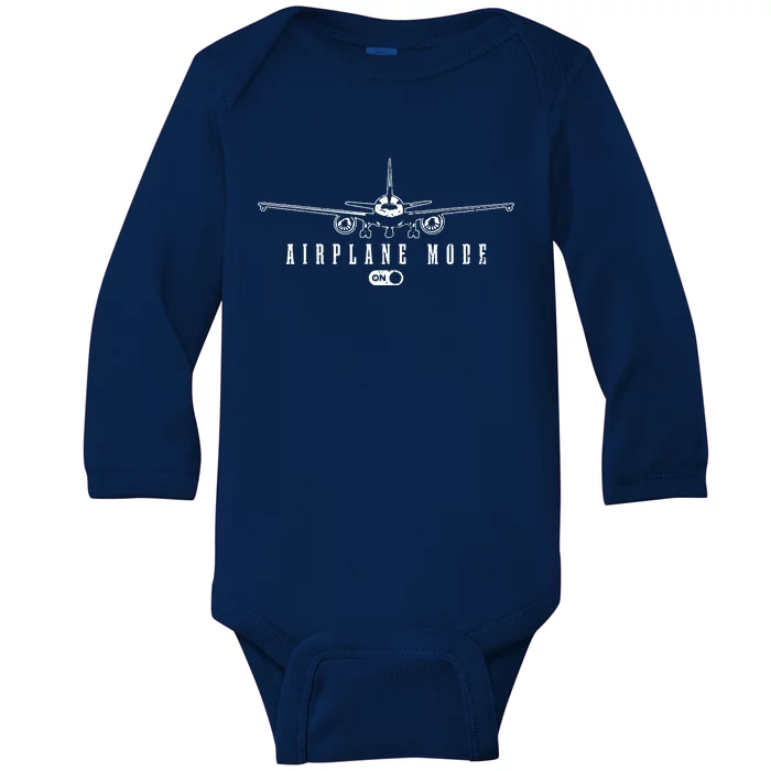 Airplane Mode Funny Pilot Aviation Baby Long Sleeve Bodysuit