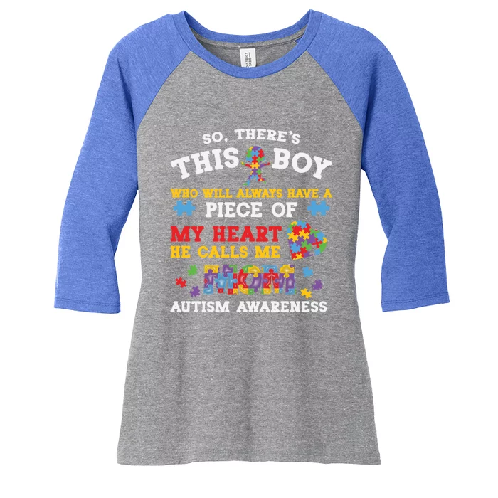 Autism Mom For Son Autism Awareness Month Autism Mom Gift Women's Tri-Blend 3/4-Sleeve Raglan Shirt