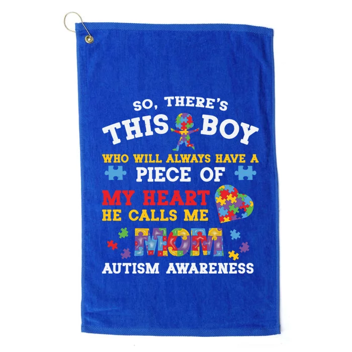 Autism Mom For Son Autism Awareness Month Autism Mom Gift Platinum Collection Golf Towel