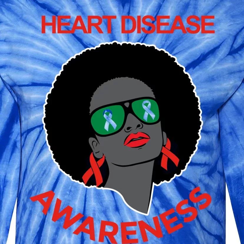 Awareness Month Funny Gift Black Heart Disease Awareness Gift Tie-Dye Long Sleeve Shirt