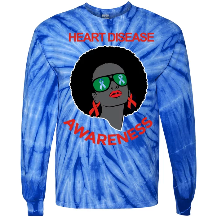 Awareness Month Funny Gift Black Heart Disease Awareness Gift Tie-Dye Long Sleeve Shirt