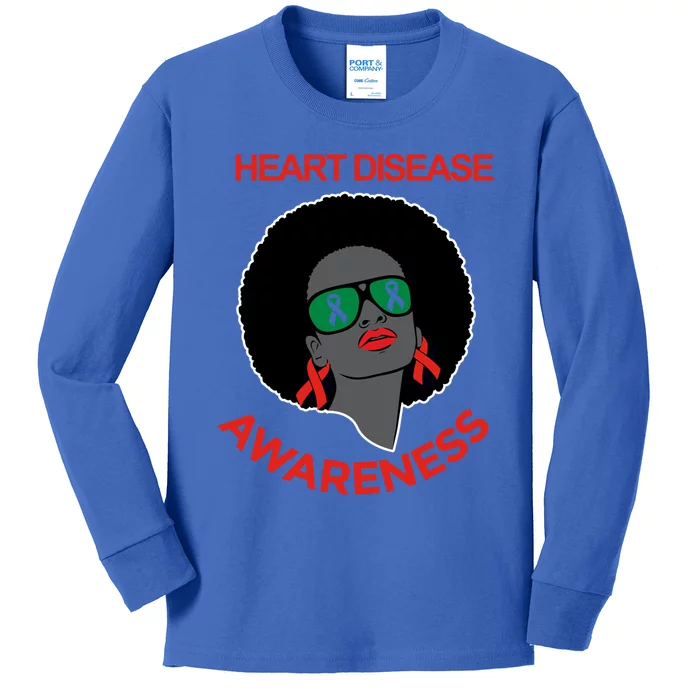 Awareness Month Funny Gift Black Heart Disease Awareness Gift Kids Long Sleeve Shirt