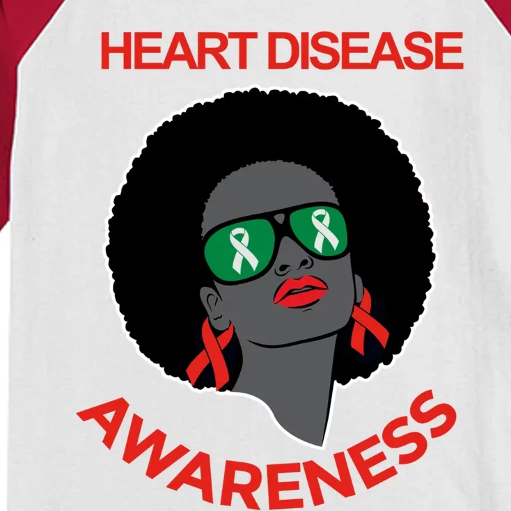 Awareness Month Funny Gift Black Heart Disease Awareness Gift Kids Colorblock Raglan Jersey