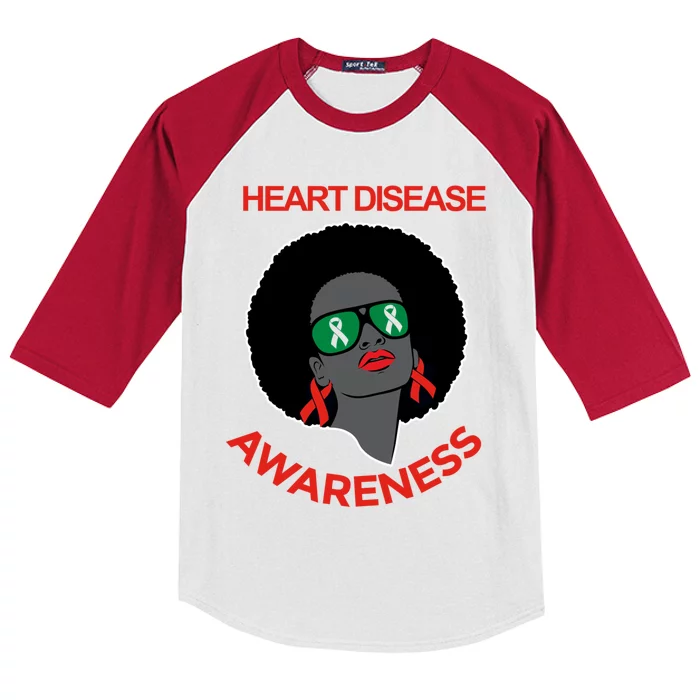 Awareness Month Funny Gift Black Heart Disease Awareness Gift Kids Colorblock Raglan Jersey