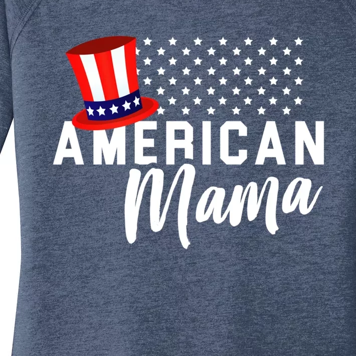 American Mama Funny Gift Mom 4th Of July Gift Women's Perfect Tri Tunic Long Sleeve Shirt