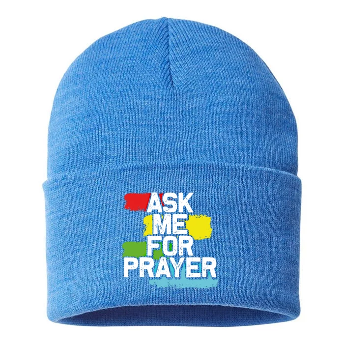 Ask Me For Prayer Gift Sustainable Knit Beanie