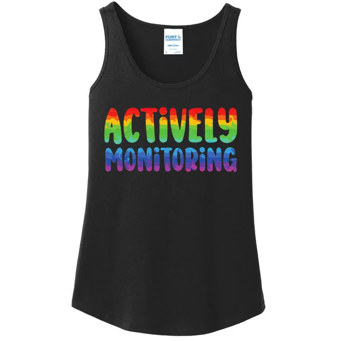 Actively Monitoring Fun Teacher Test Day Ladies Essential Tank