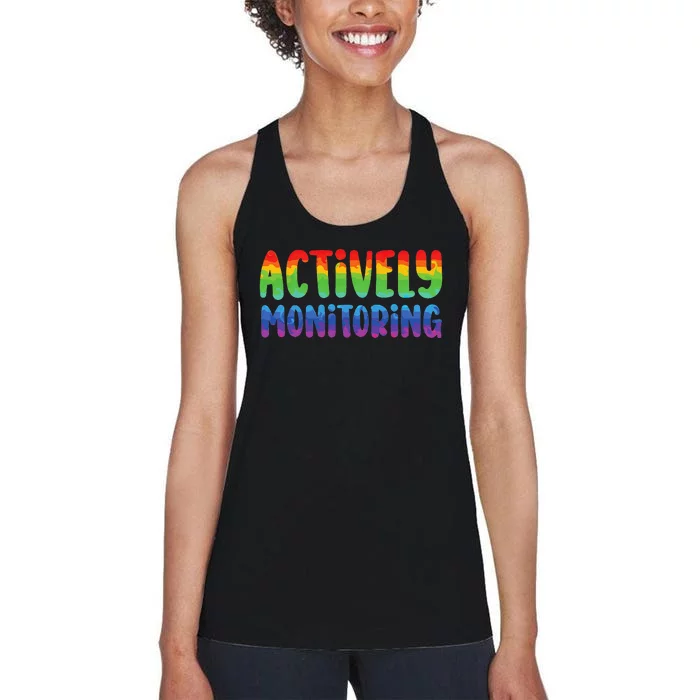 Actively Monitoring Fun Teacher Test Day Women's Racerback Tank