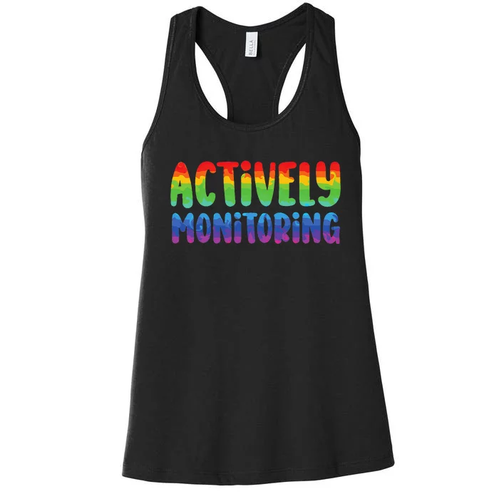 Actively Monitoring Fun Teacher Test Day Women's Racerback Tank