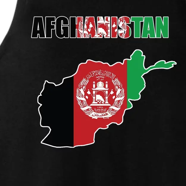 Afghanistan Map Flag Emblem Ladies Tri-Blend Wicking Tank