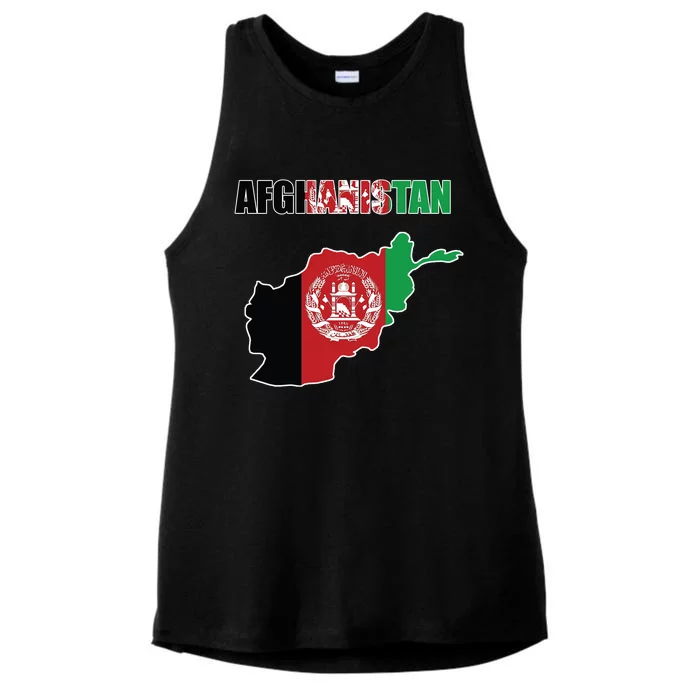 Afghanistan Map Flag Emblem Ladies Tri-Blend Wicking Tank