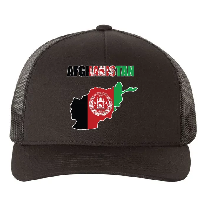 Afghanistan Map Flag Emblem Yupoong Adult 5-Panel Trucker Hat