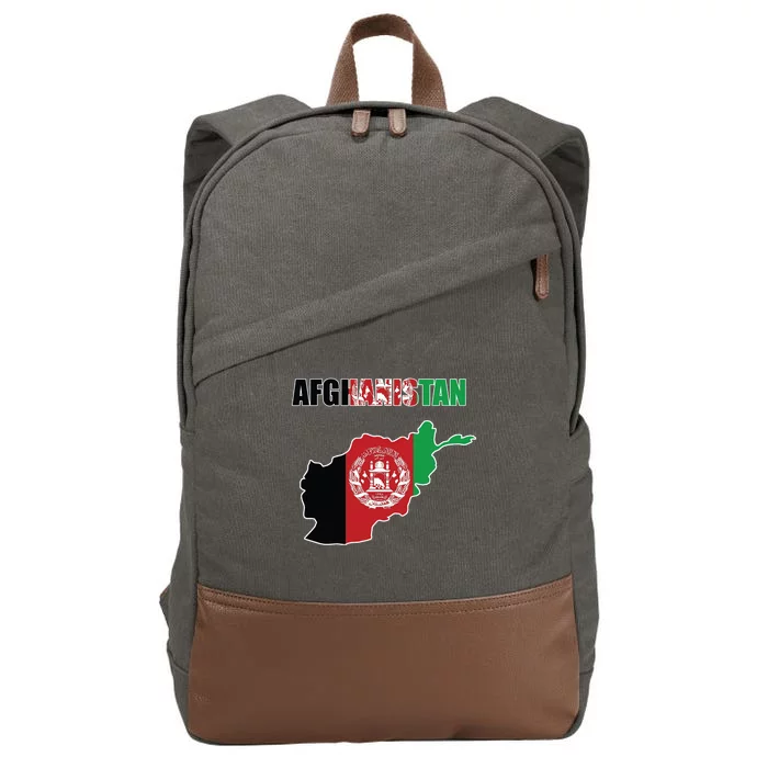 Afghanistan Map Flag Emblem Cotton Canvas Backpack