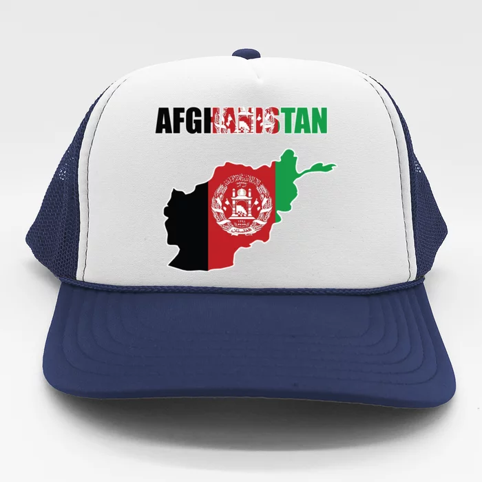 Afghanistan Map Flag Emblem Trucker Hat